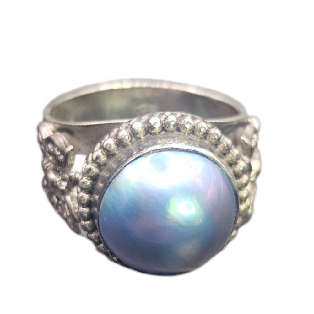 Blue Mabe Pearl Ring - Picture 5 of 11